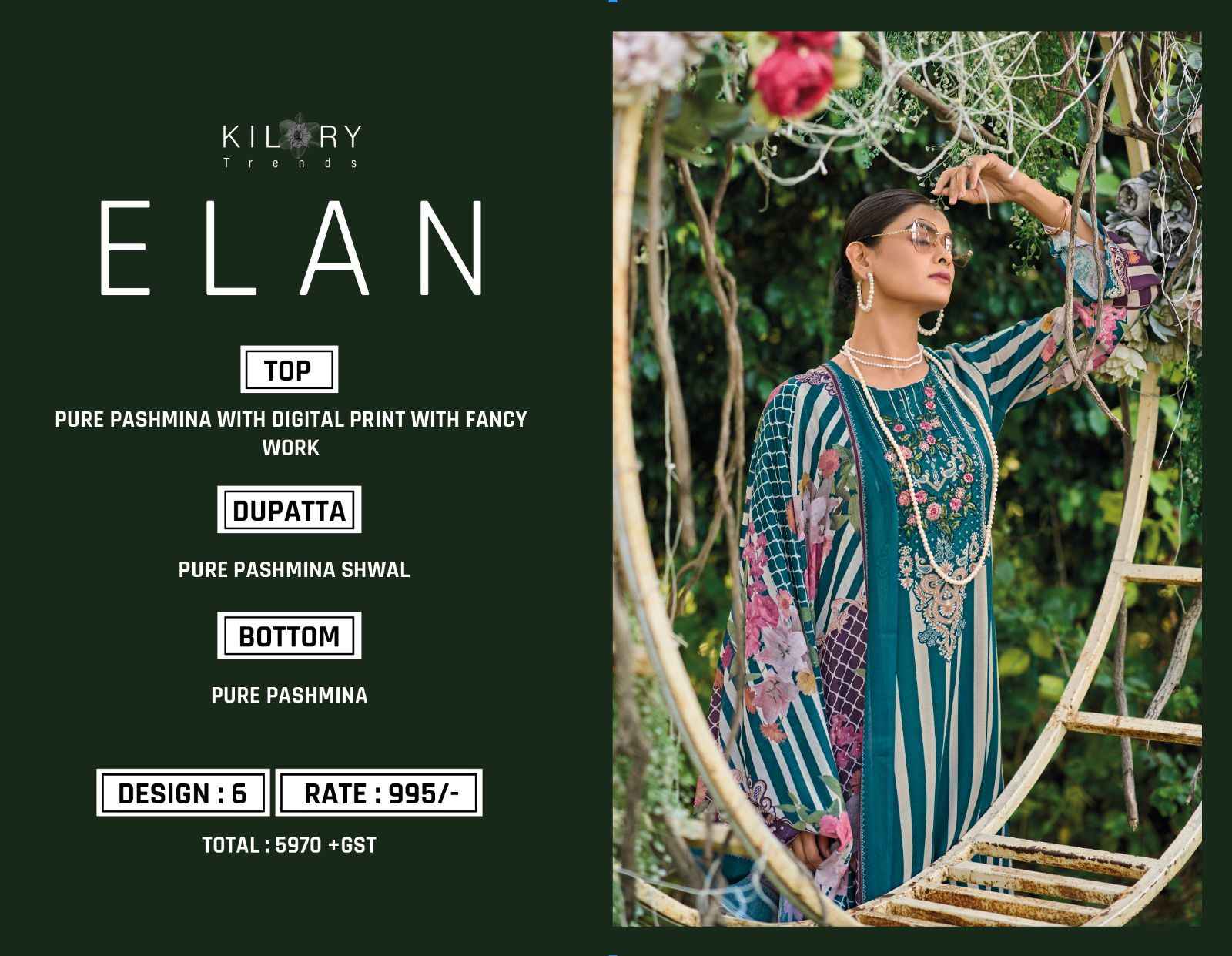 Kilory Trends Elan Pashmina Dress Material 6 pcs Catalogue