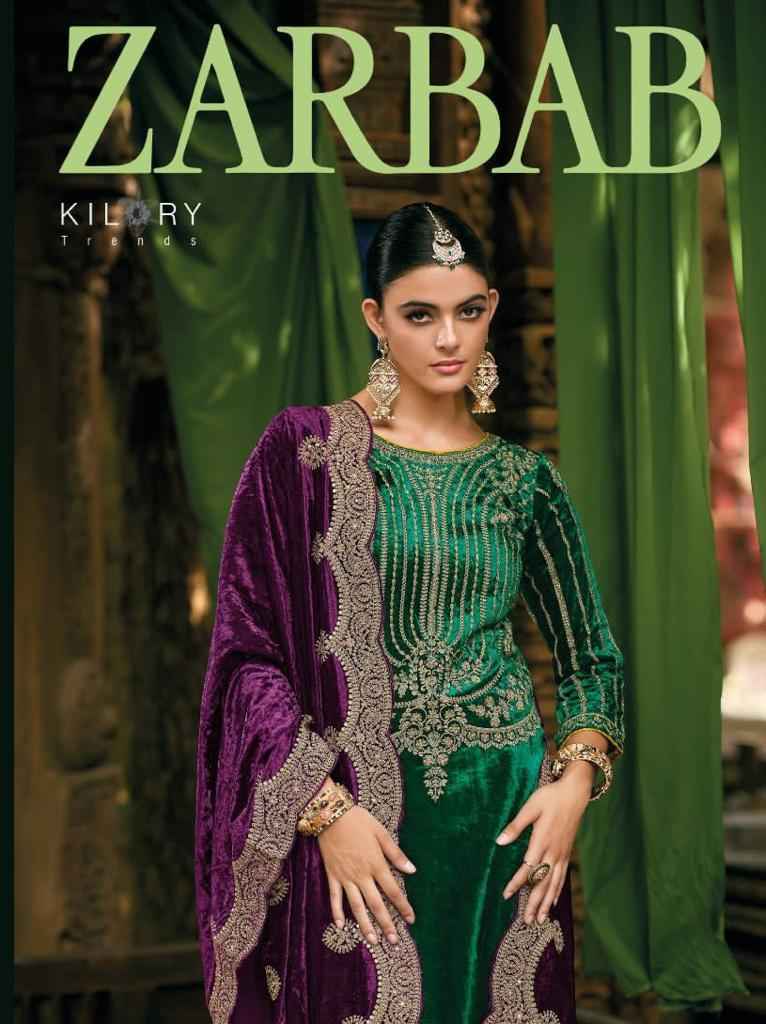 Kilory Trends Zarbab Velvet Dress Material 4 pcs Catalogue