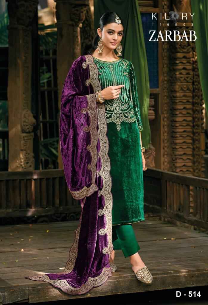 Kilory Trends Zarbab Velvet Dress Material 4 pcs Catalogue