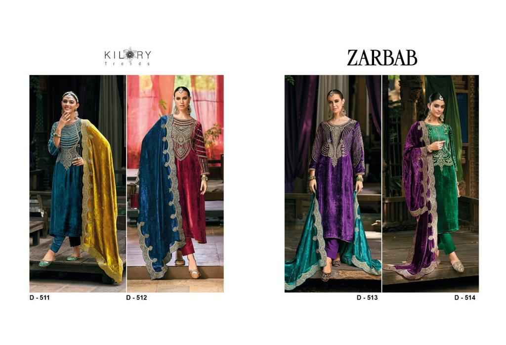 Kilory Trends Zarbab Velvet Dress Material 4 pcs Catalogue