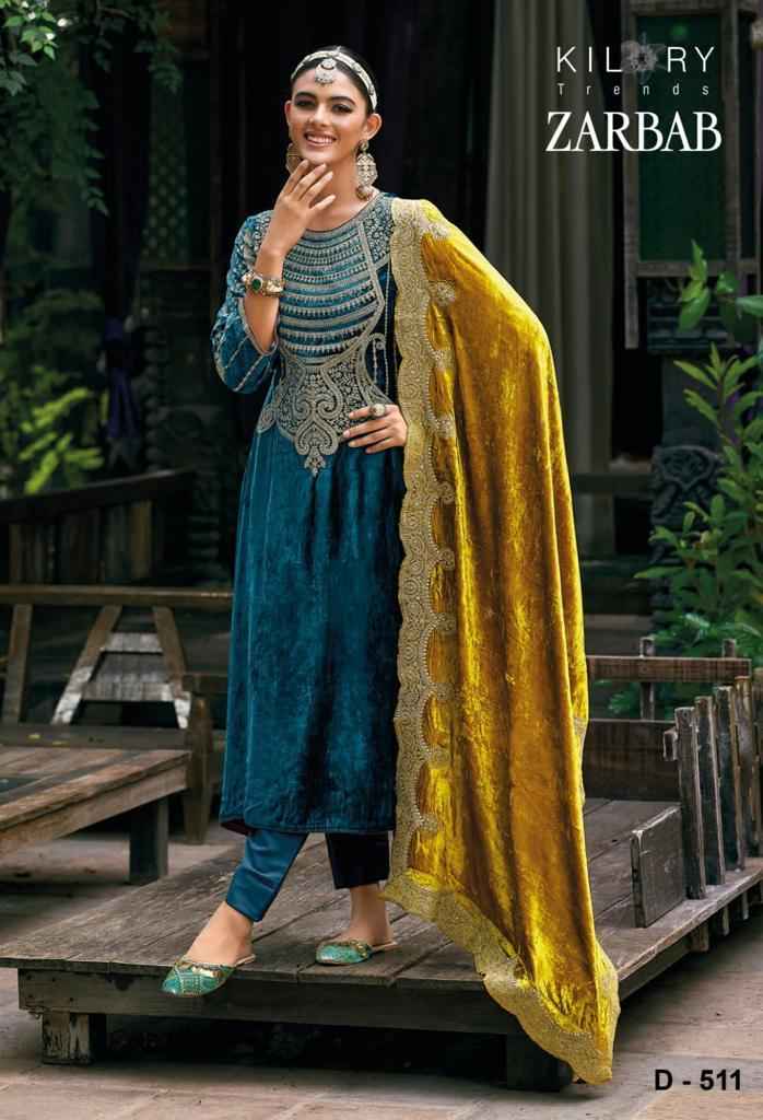 Kilory Trends Zarbab Velvet Dress Material 4 pcs Catalogue