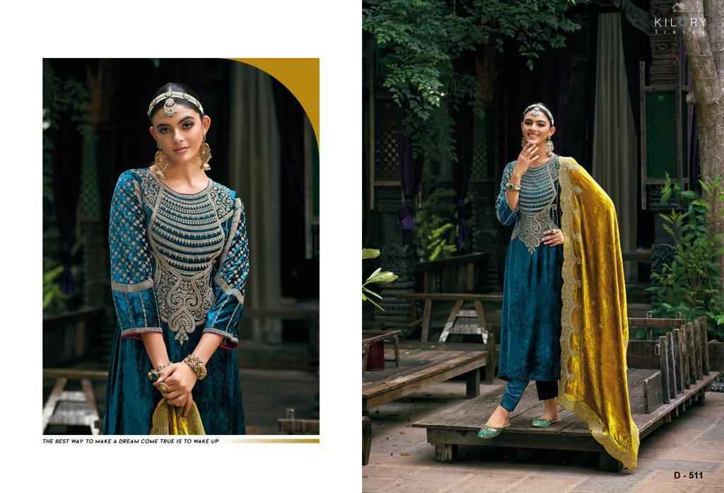 Kilory Trends Zarbab Velvet Dress Material 4 pcs Catalogue