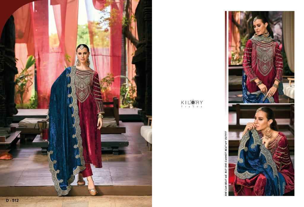 Kilory Trends Zarbab Velvet Dress Material 4 pcs Catalogue