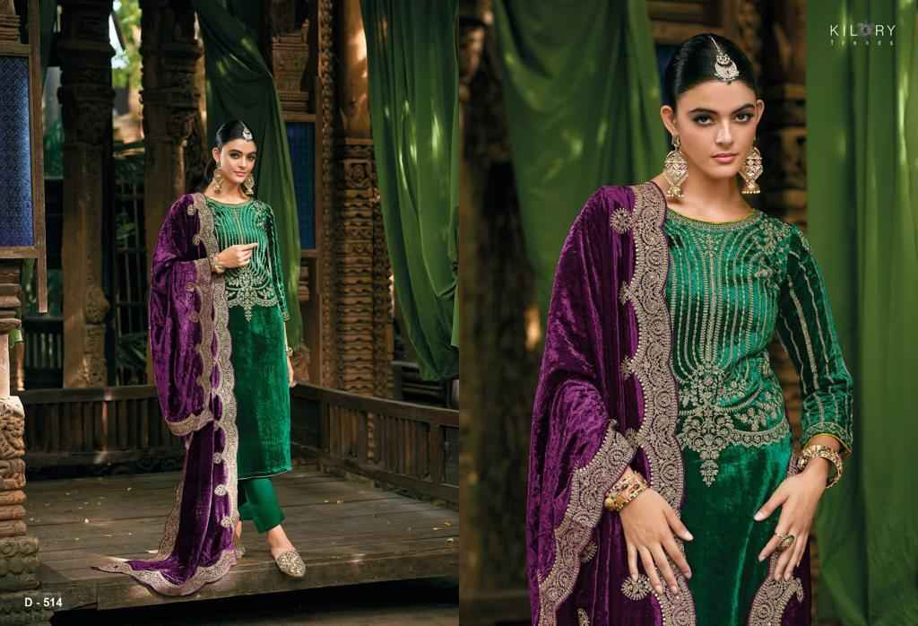 Kilory Trends Zarbab Velvet Dress Material 4 pcs Catalogue