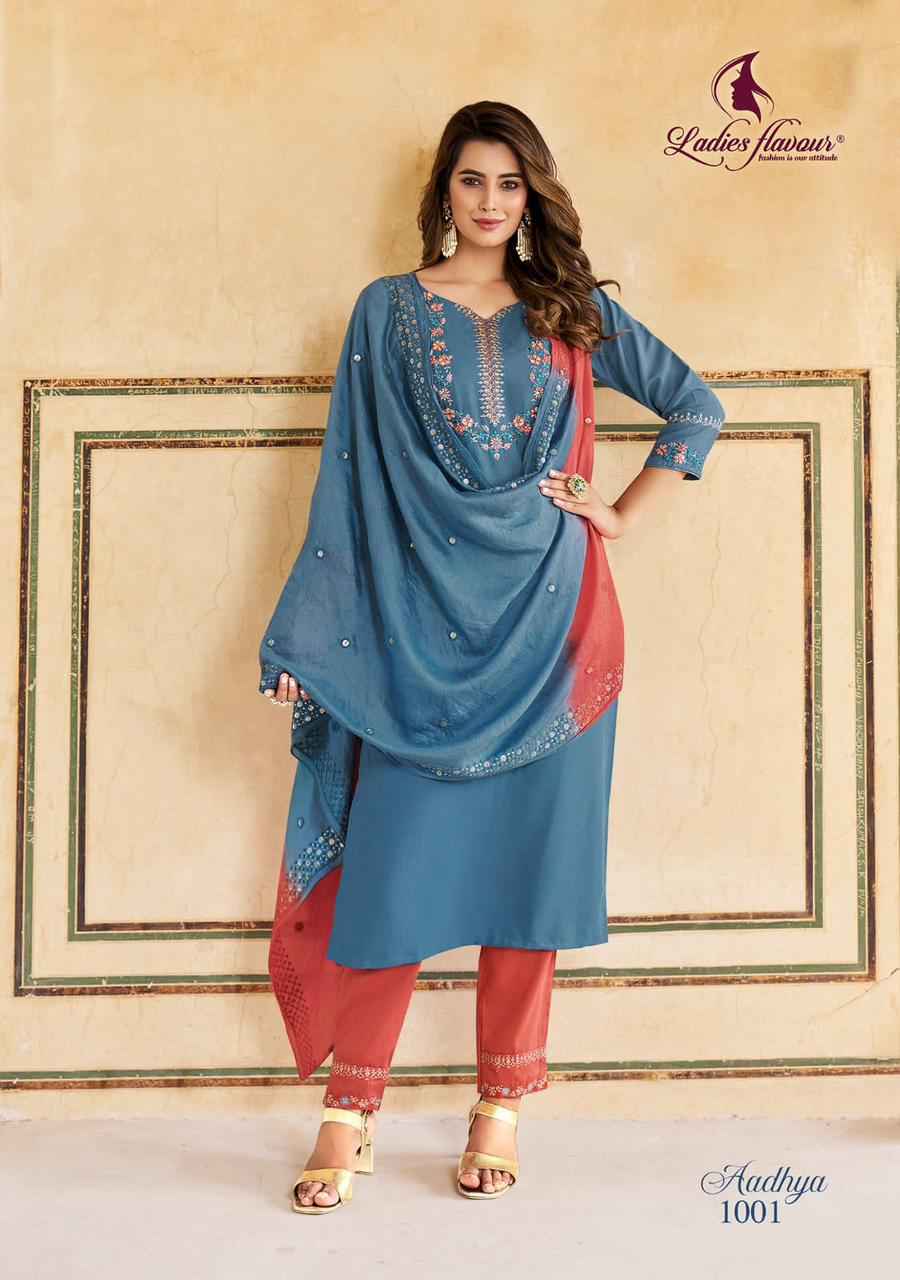 Ladies Flavour Aadhya Chinon Kurti Combo 6 pcs Catalogue
