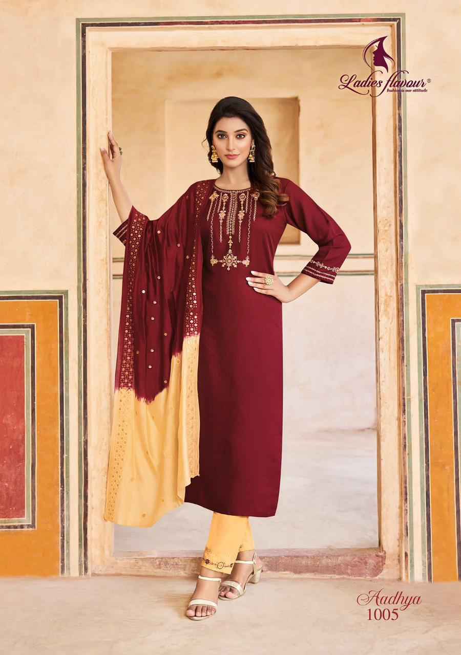 Ladies Flavour Aadhya Chinon Kurti Combo 6 pcs Catalogue