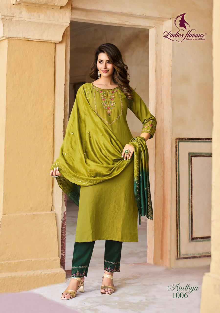 Ladies Flavour Aadhya Chinon Kurti Combo 6 pcs Catalogue