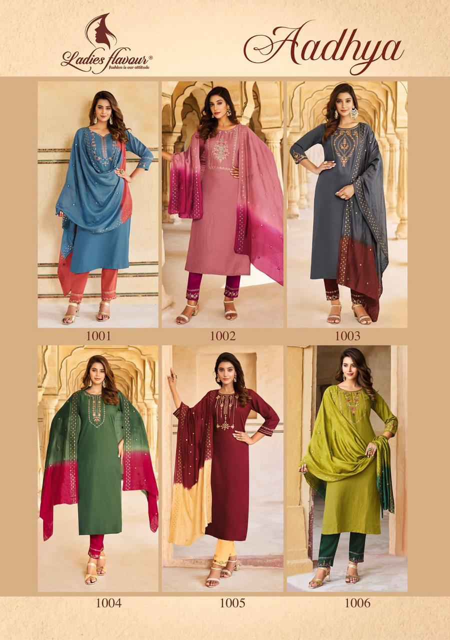 Ladies Flavour Aadhya Chinon Kurti Combo 6 pcs Catalogue