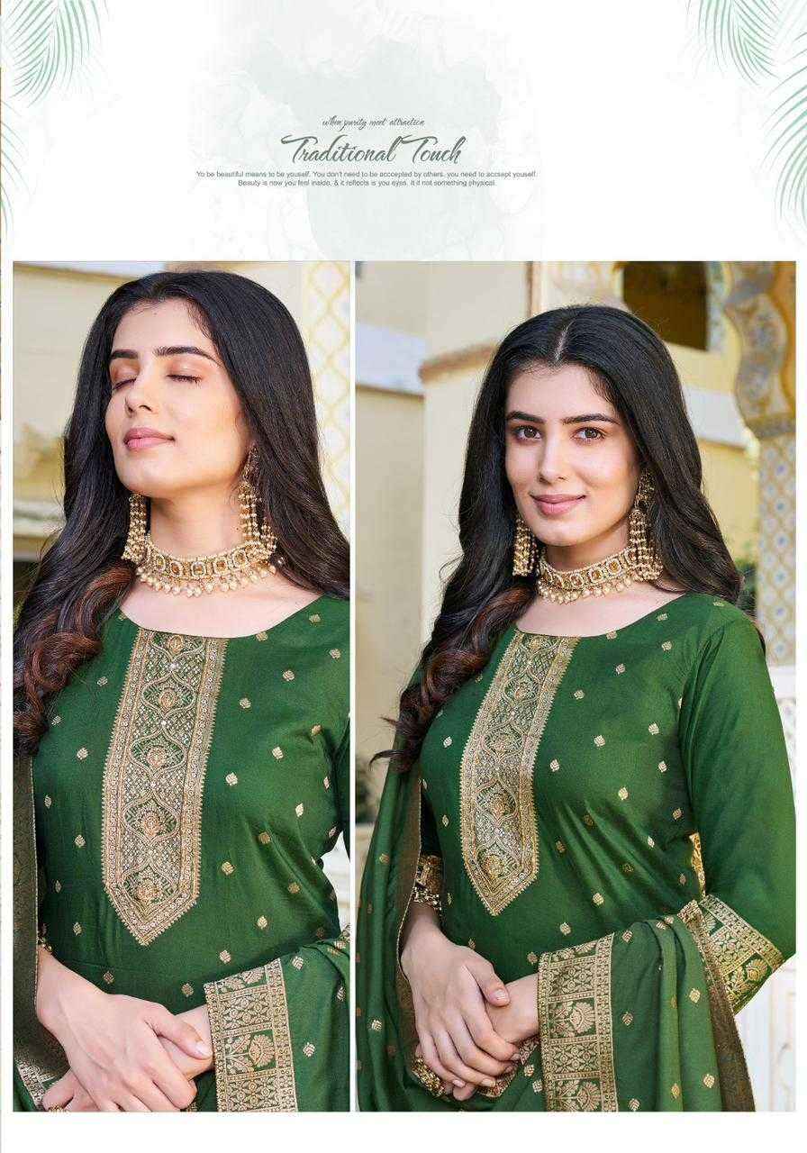 Ladies Flavour Blossm Chanderi Dolla Jaquard Kurti Combo 4 pcs Catalogue