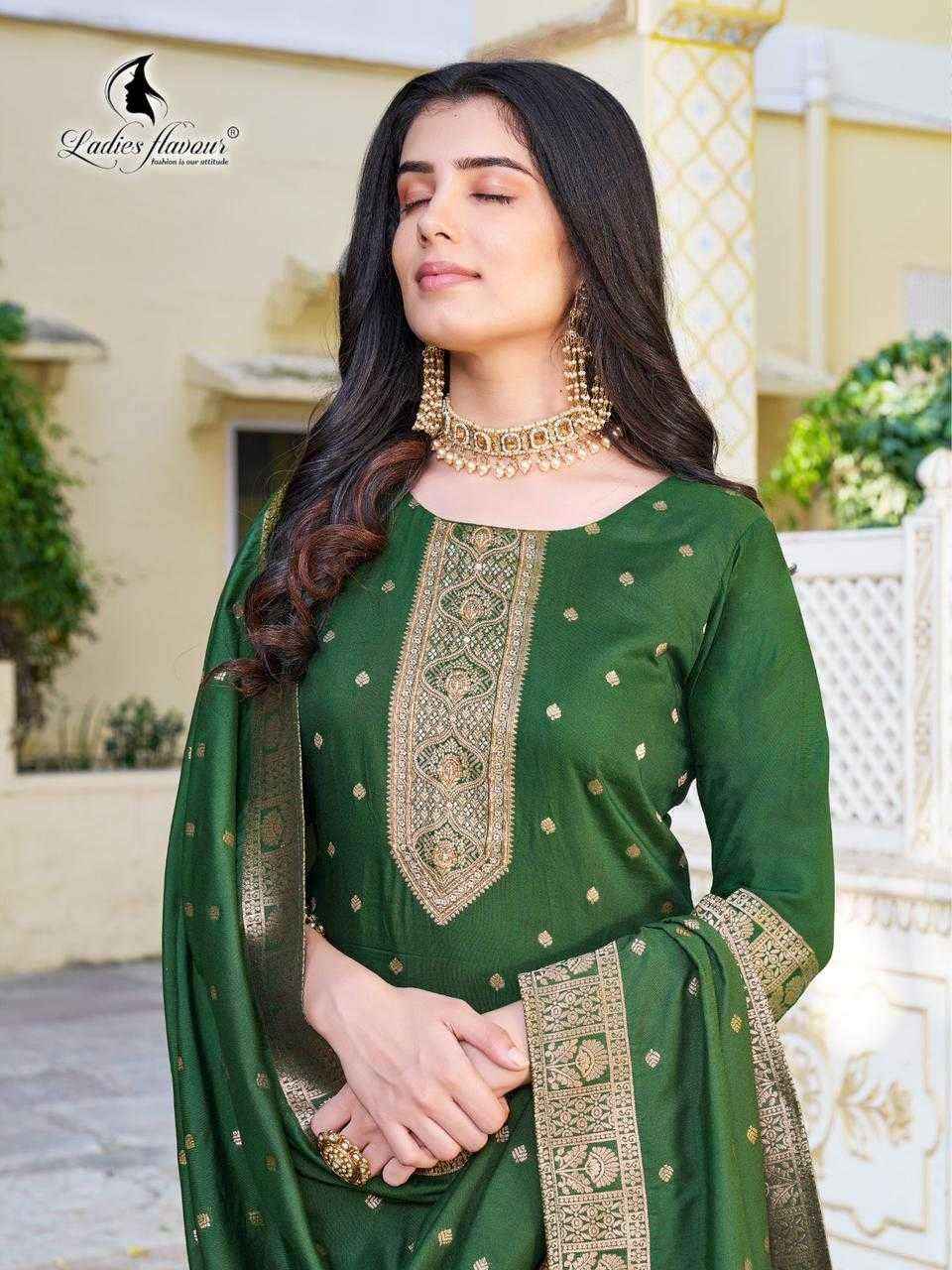 Ladies Flavour Blossm Chanderi Dolla Jaquard Kurti Combo 4 pcs Catalogue