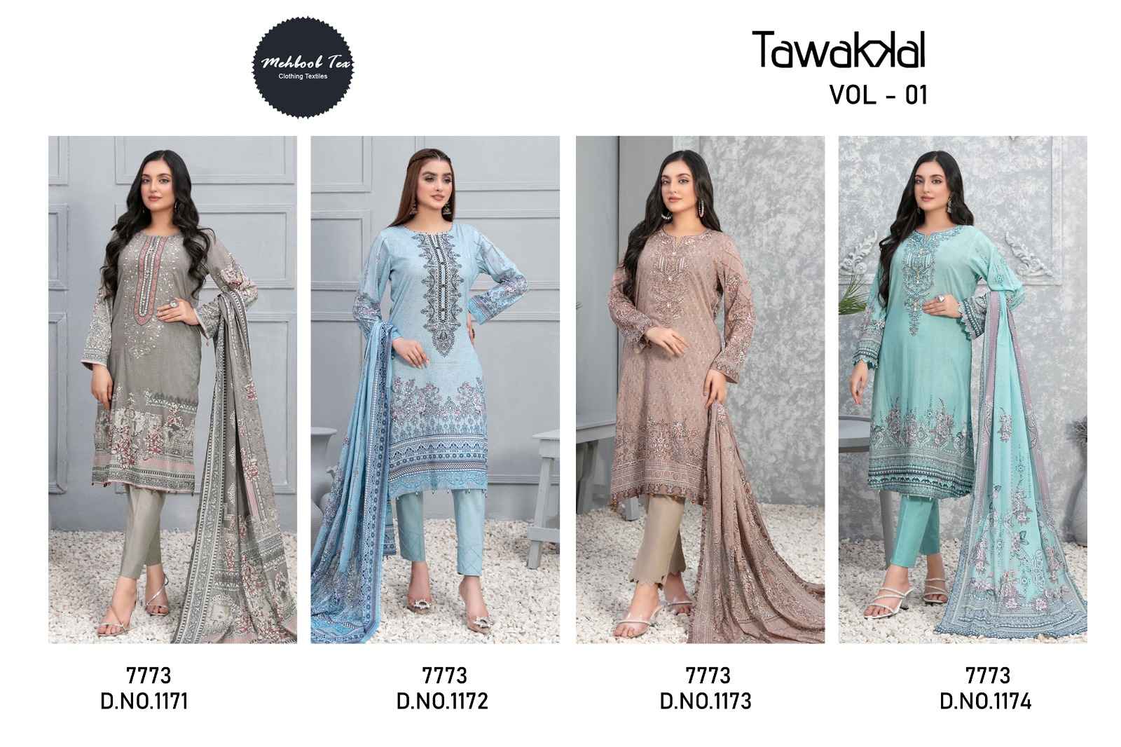 Mehboob Tex Tawakkal Vol 1 Cotton Dress Material 4 pcs Catalogue