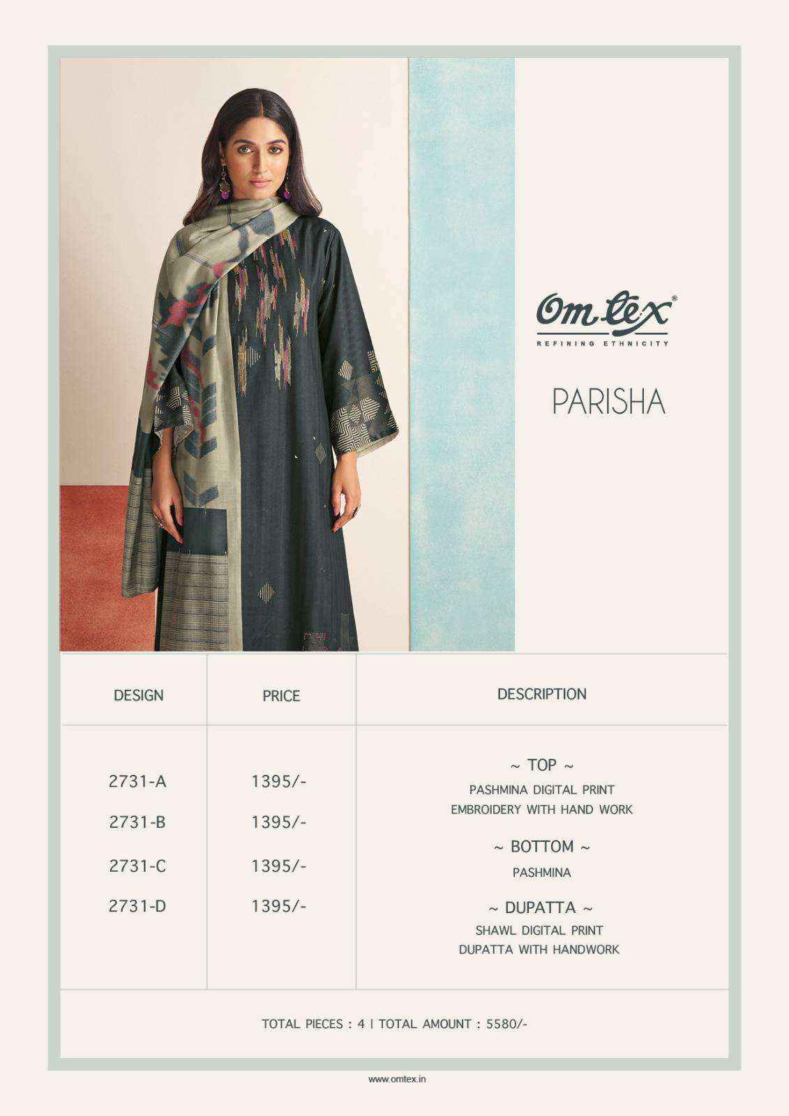 Omtex Parisha Pashmina Dress Material 4 pcs Catalogue