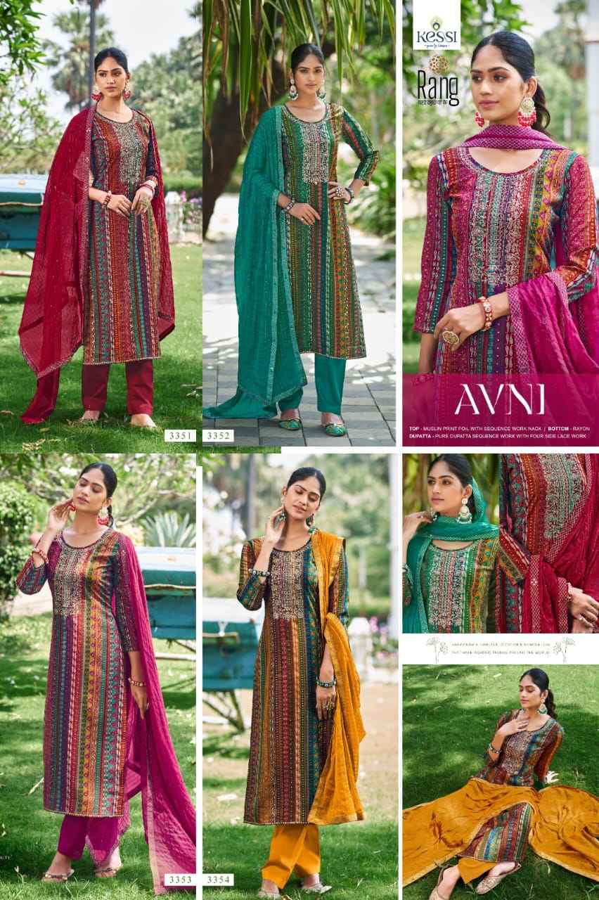 Rang Avni Muslin Dress Material 4 pcs Catalogue