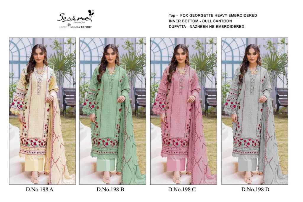 Serine S 198 Georgette Dress Material 4 pcs Catalogue