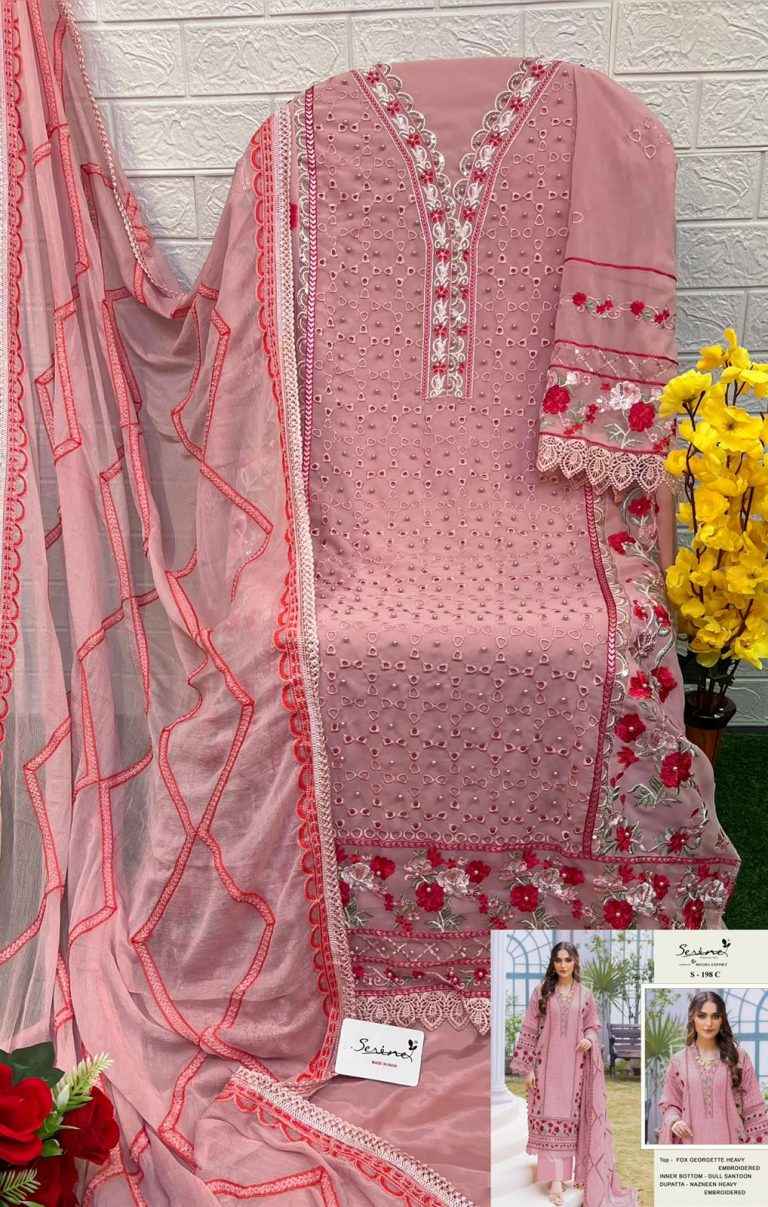 Serine S 198 Georgette Dress Material 4 pcs Catalogue