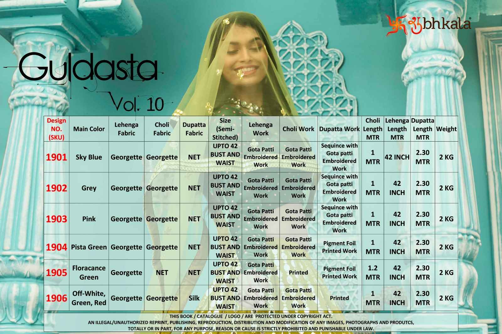 Shubhkala Guldasta Vol 10 Semi Stitched Georgette Lehenga 6 pcs Catalogue