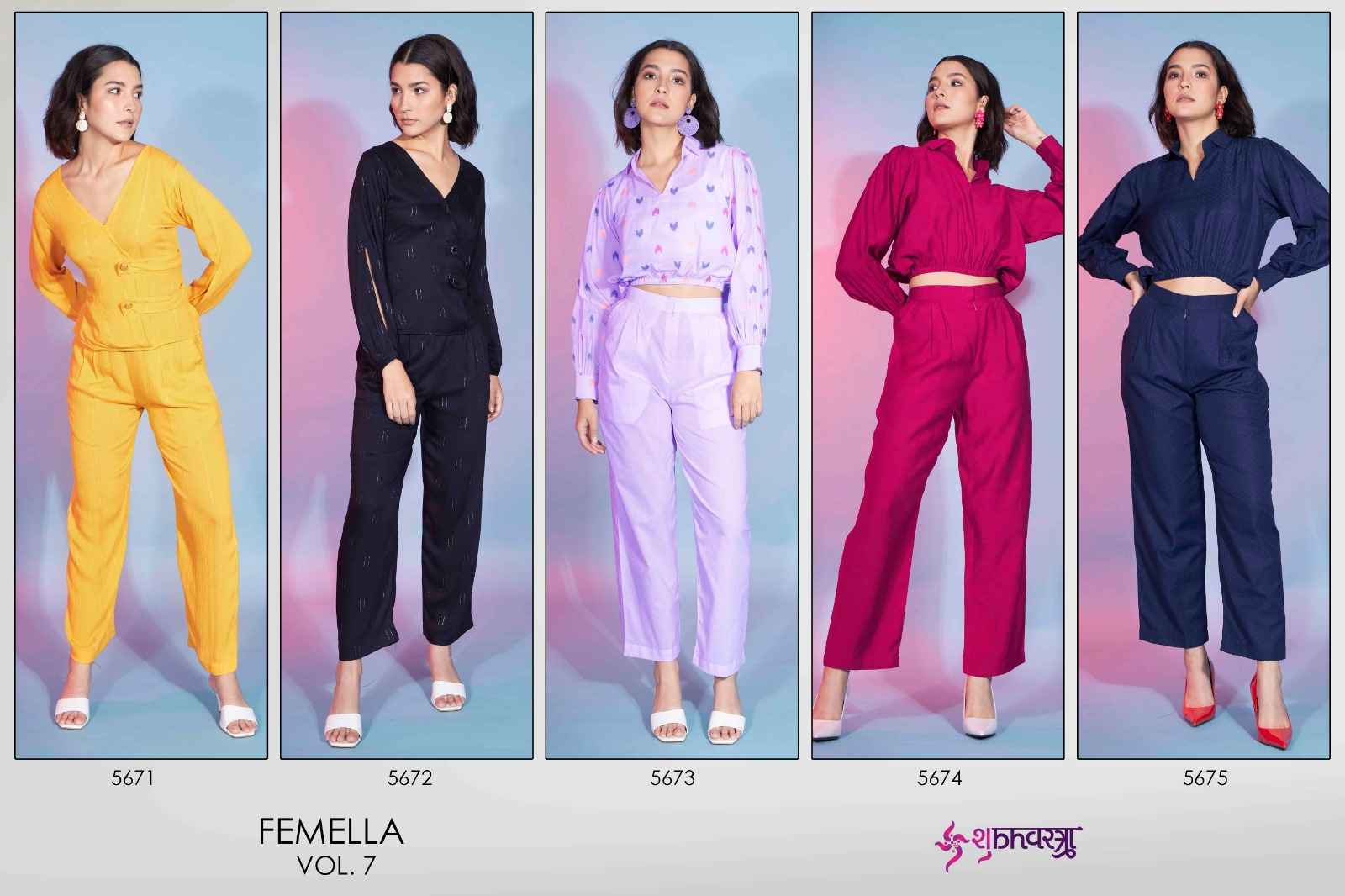 Shubhvastra Femella Vol 7 Rayon Cord Set 5 pcs Catalogue