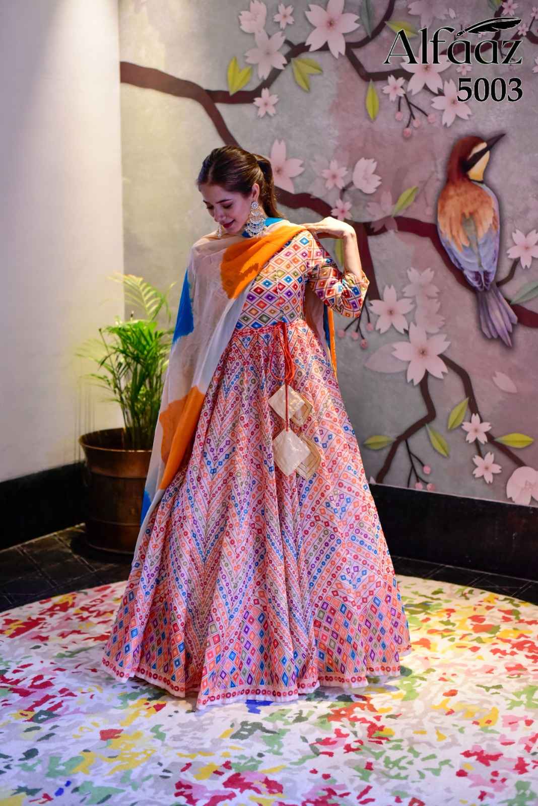 Stylishta Alfaaz Vol 5 Cotton Anarkali Gown With Dupatta 4 pcs Catalogue