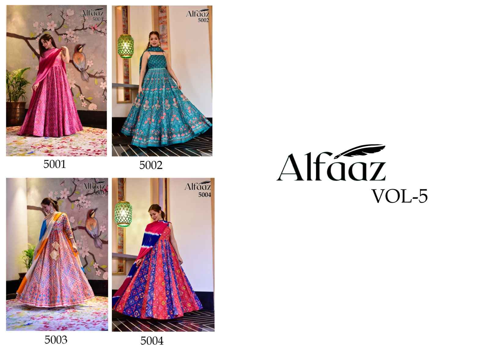 Stylishta Alfaaz Vol 5 Cotton Anarkali Gown With Dupatta 4 pcs Catalogue