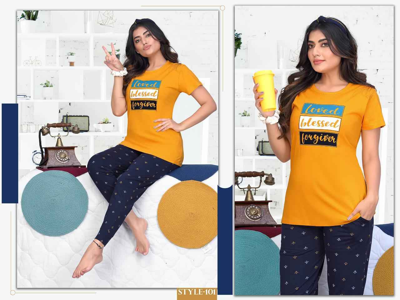 Summer Special Starry Nights Cotton Night Suit 8 pcs Catalogue