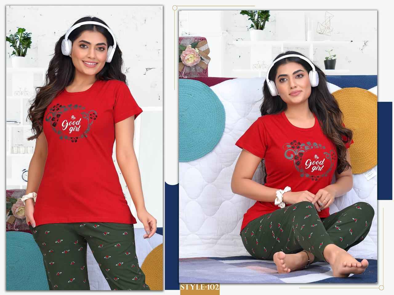 Summer Special Starry Nights Cotton Night Suit 8 pcs Catalogue