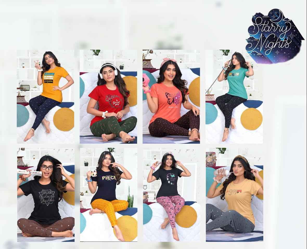 Summer Special Starry Nights Cotton Night Suit 8 pcs Catalogue