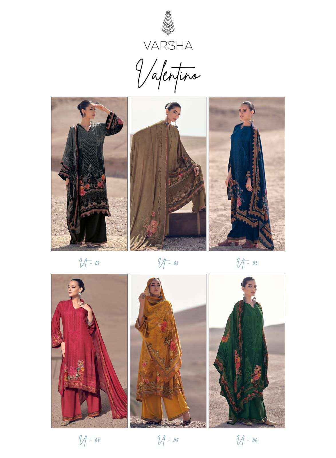 Varsha Valentino Pashmina Dress Material 6 pcs Catalogue