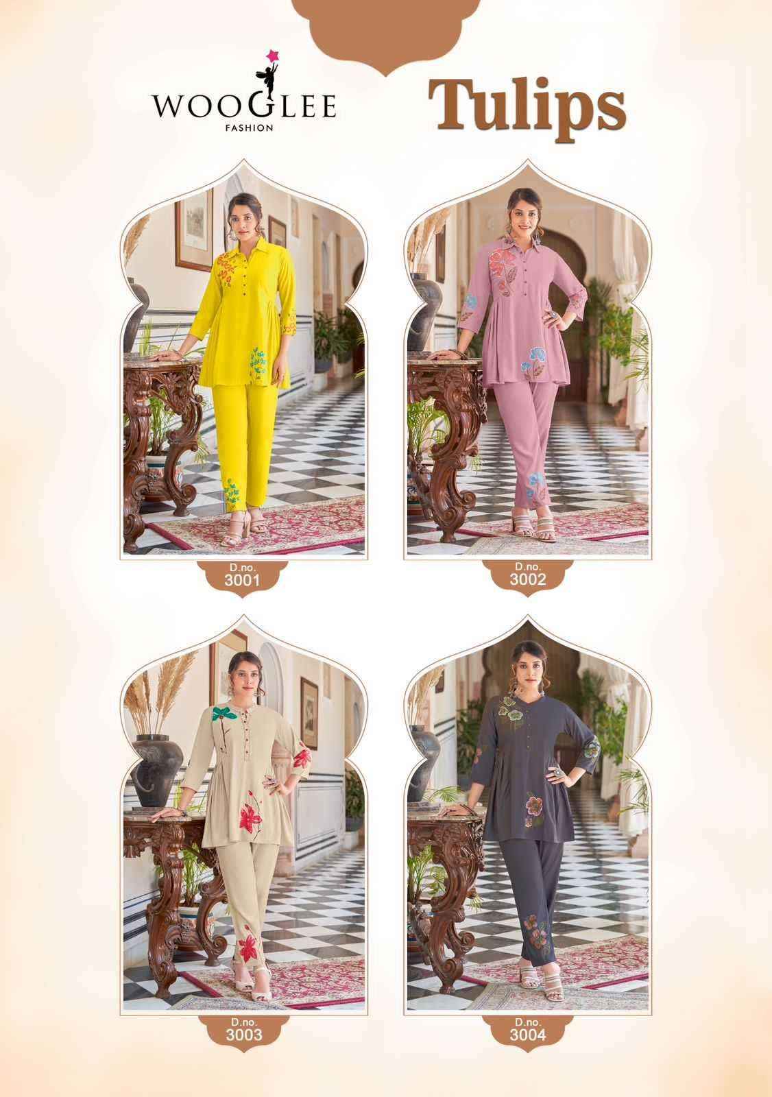 Wooglee Tulip Rayon Top With Bottom 4 pcs Catalogue
