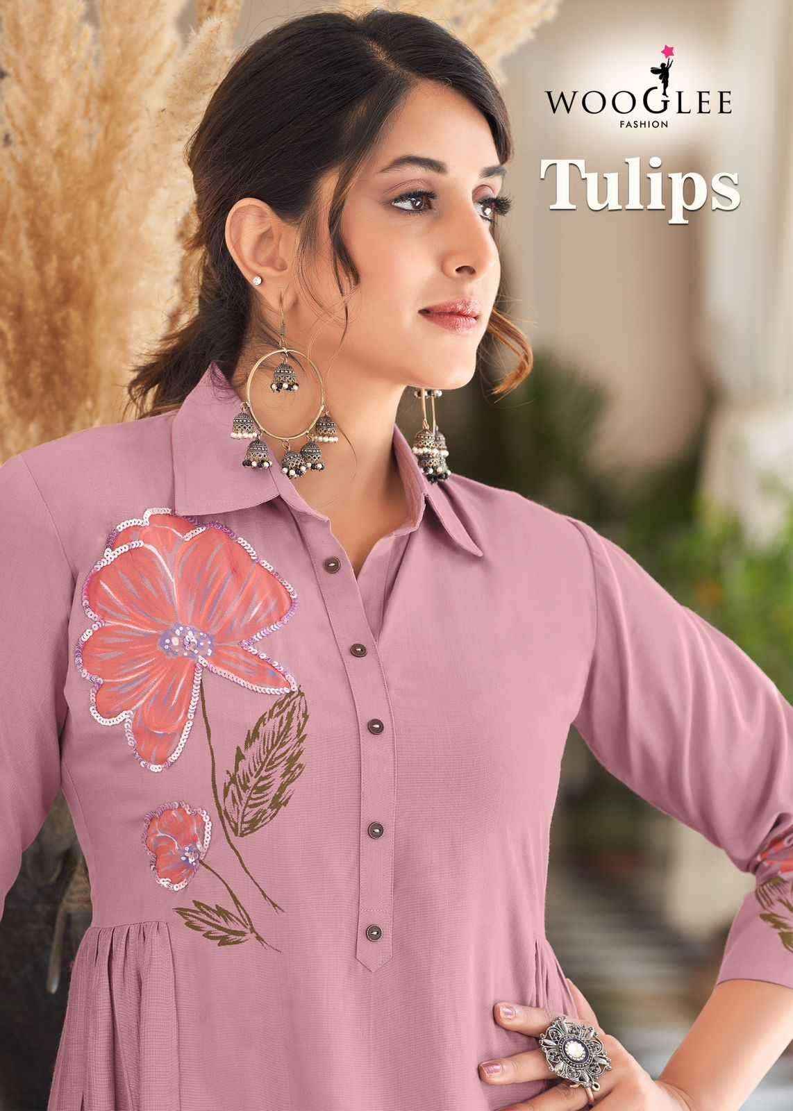 Wooglee Tulip Rayon Top With Bottom 4 pcs Catalogue