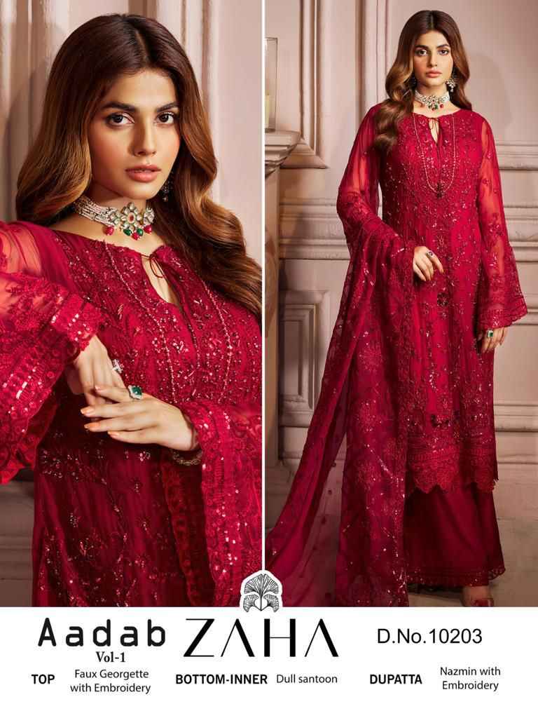 Zaha Aadab Vol 1 Georgette Dress Material Wholesale Supplier