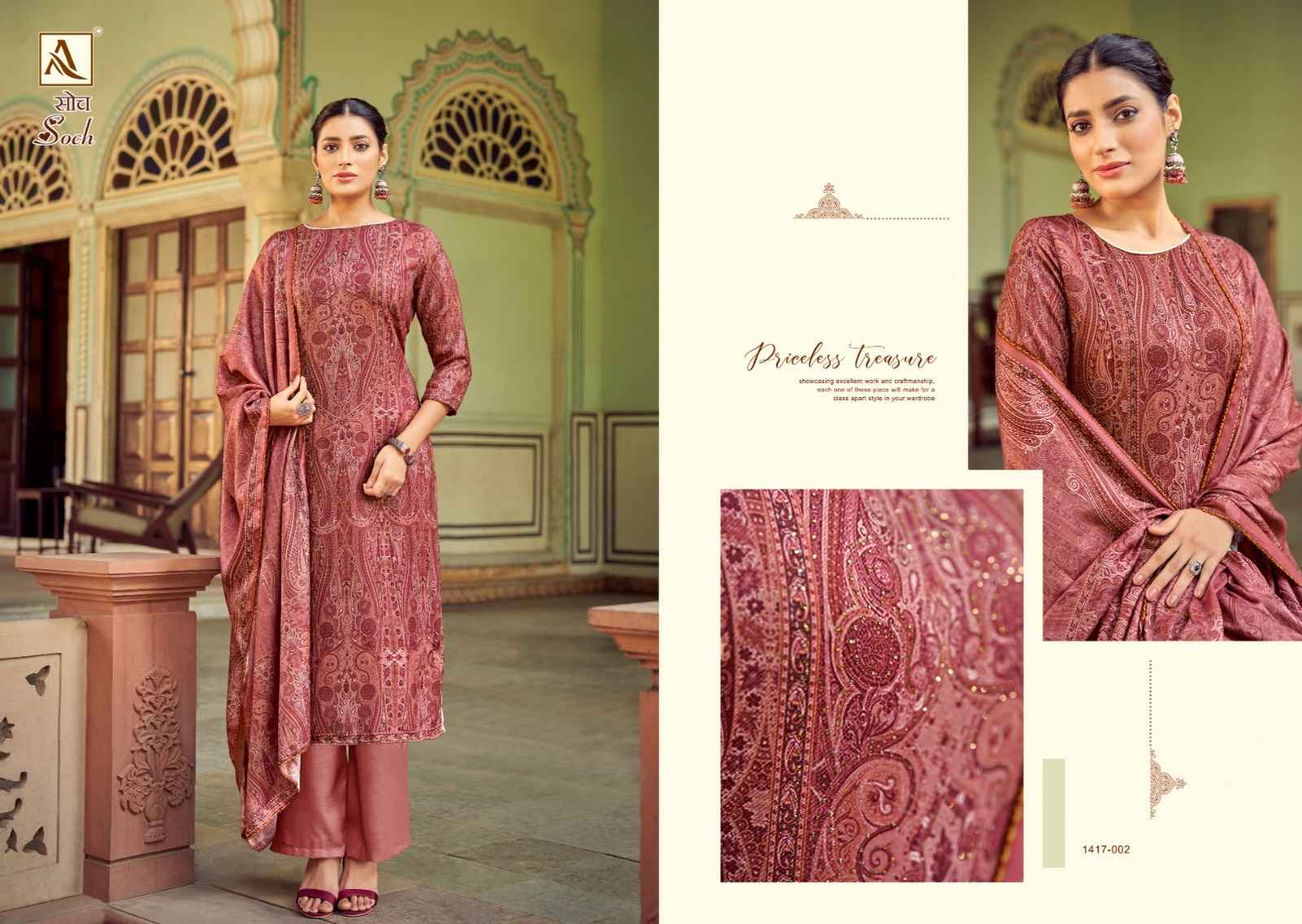 Alok Soch Pashmina Dress Material Wholesale Suits Supplier