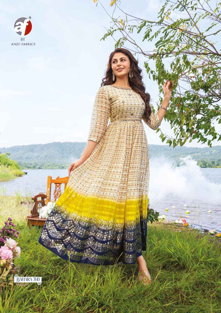 Anju Fabrics Bahara Georgette Gown 5 pcs Catalogue