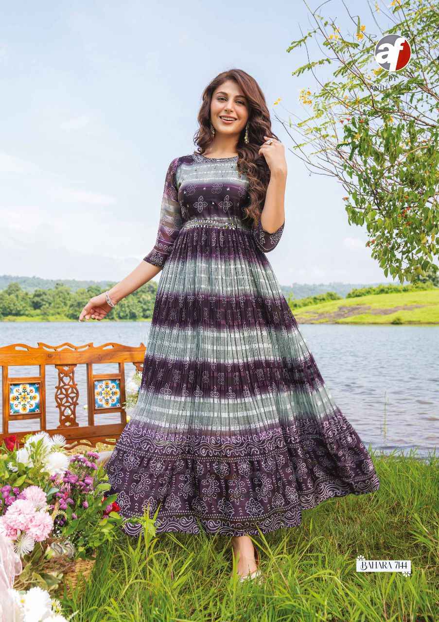 Anju Fabrics Bahara Georgette Gown 5 pcs Catalogue