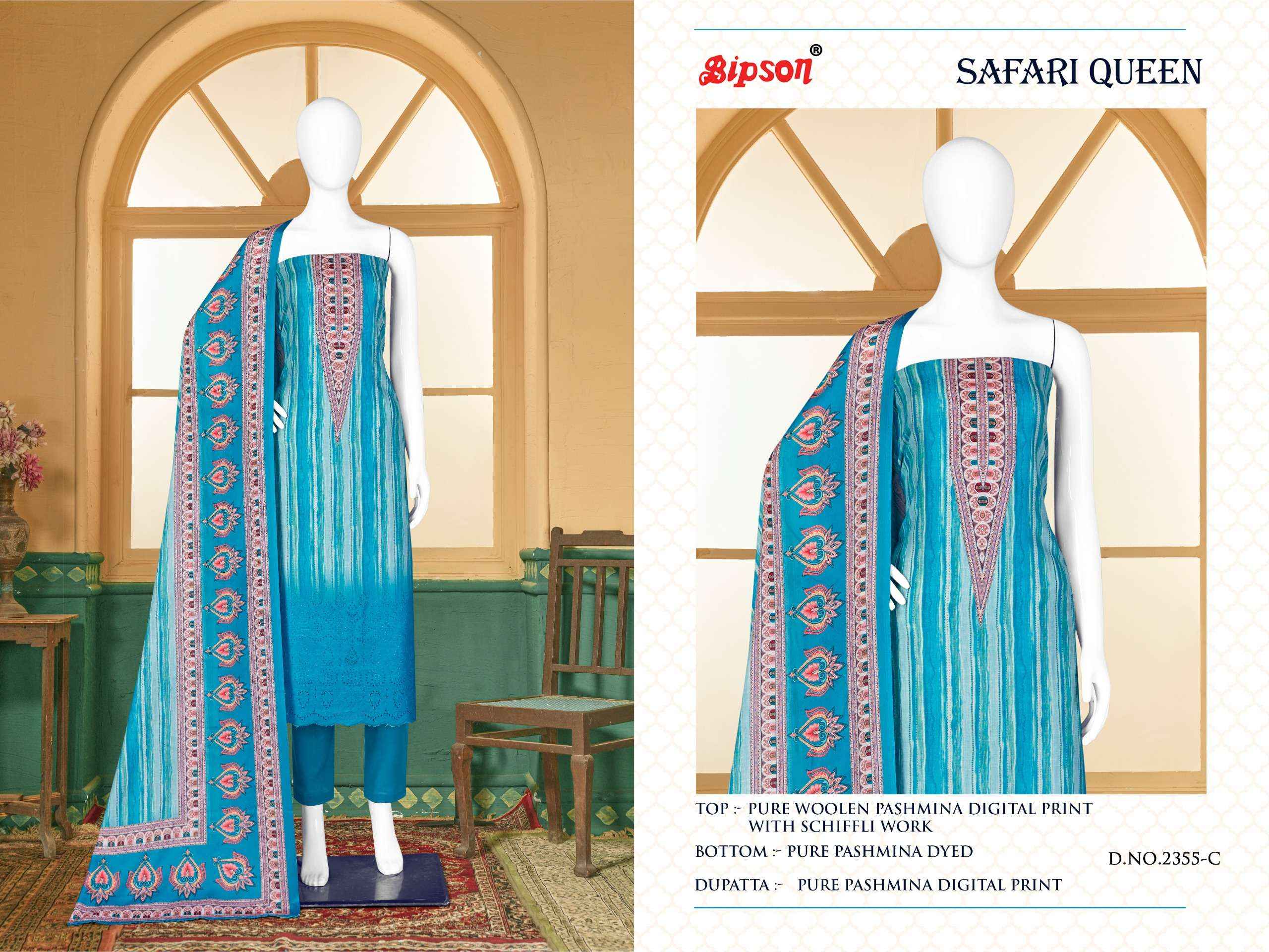 Bipson Safari Queen 2355 Pashmina Dress Material 4 pcs Catalogue