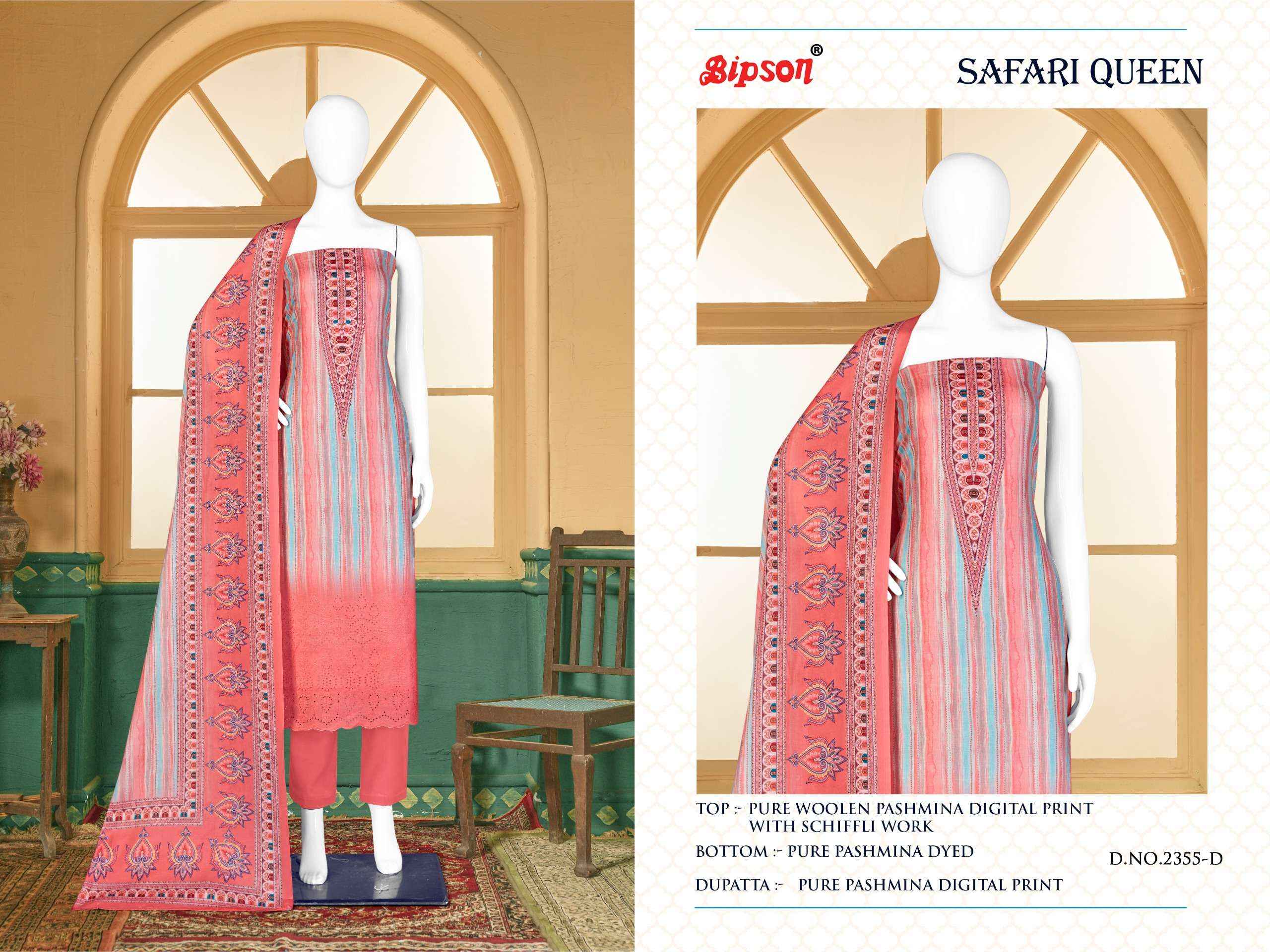Bipson Safari Queen 2355 Pashmina Dress Material 4 pcs Catalogue