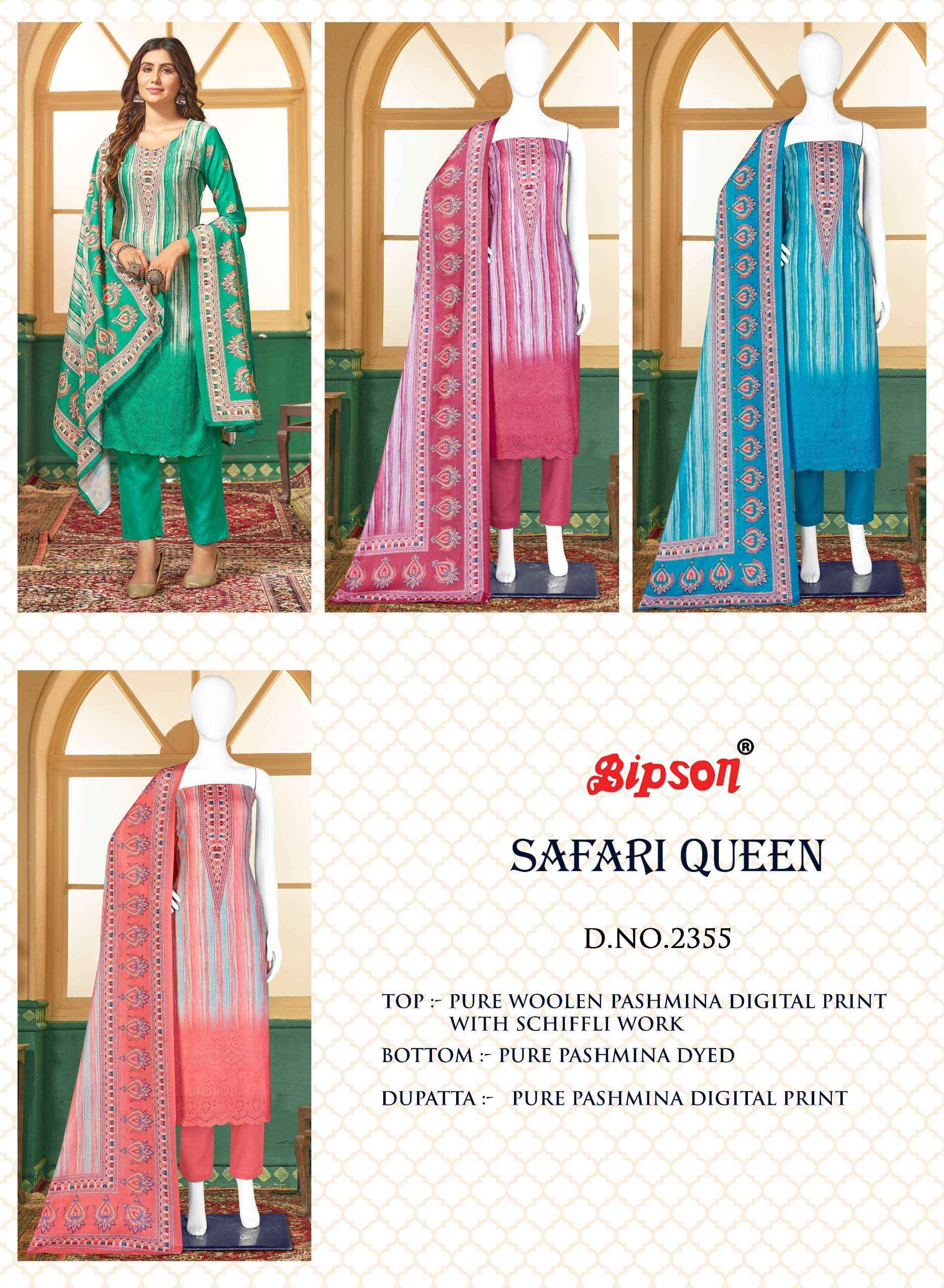 Bipson Safari Queen 2355 Pashmina Dress Material 4 pcs Catalogue