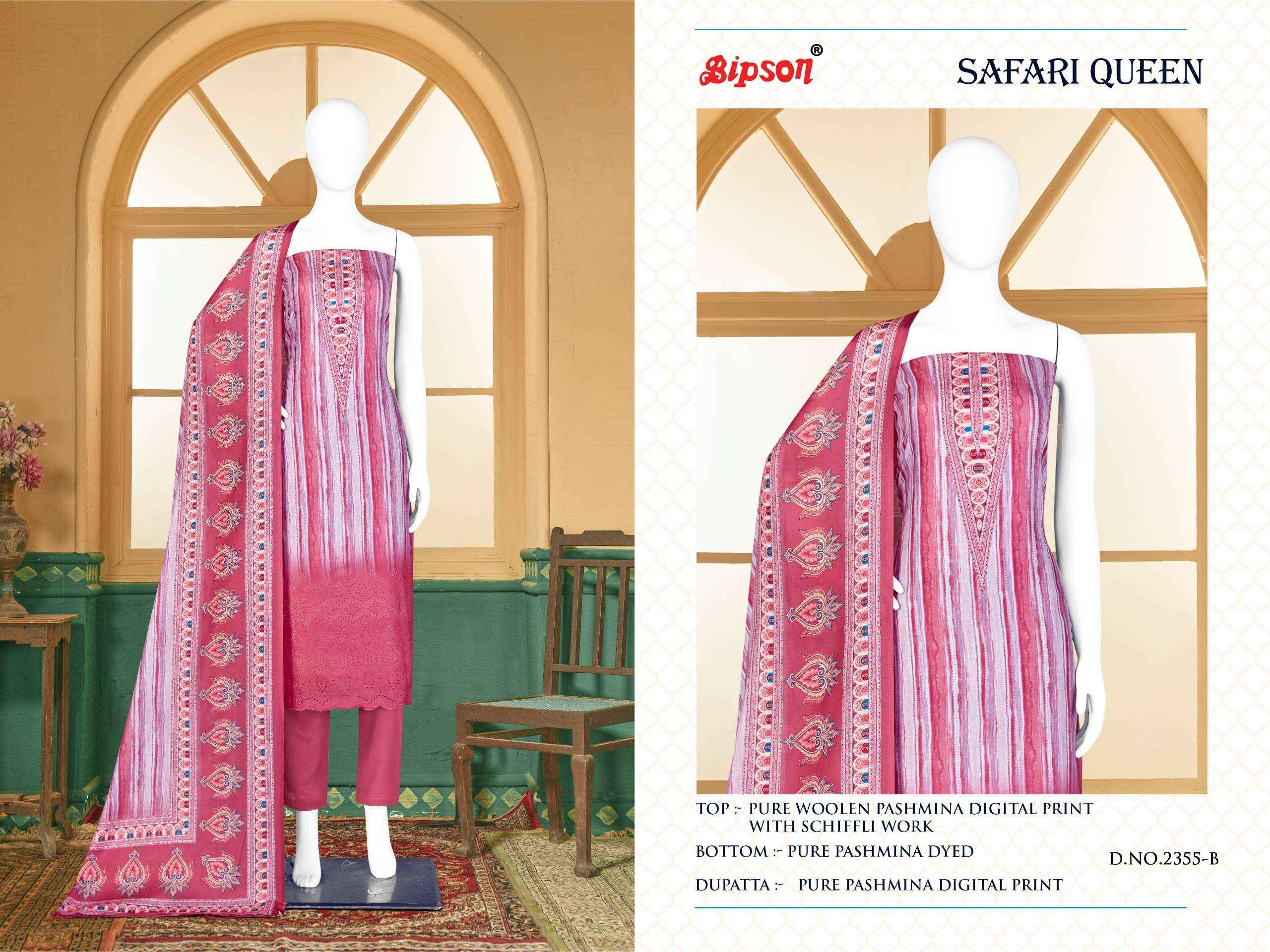 Bipson Safari Queen 2355 Pashmina Dress Material 4 pcs Catalogue