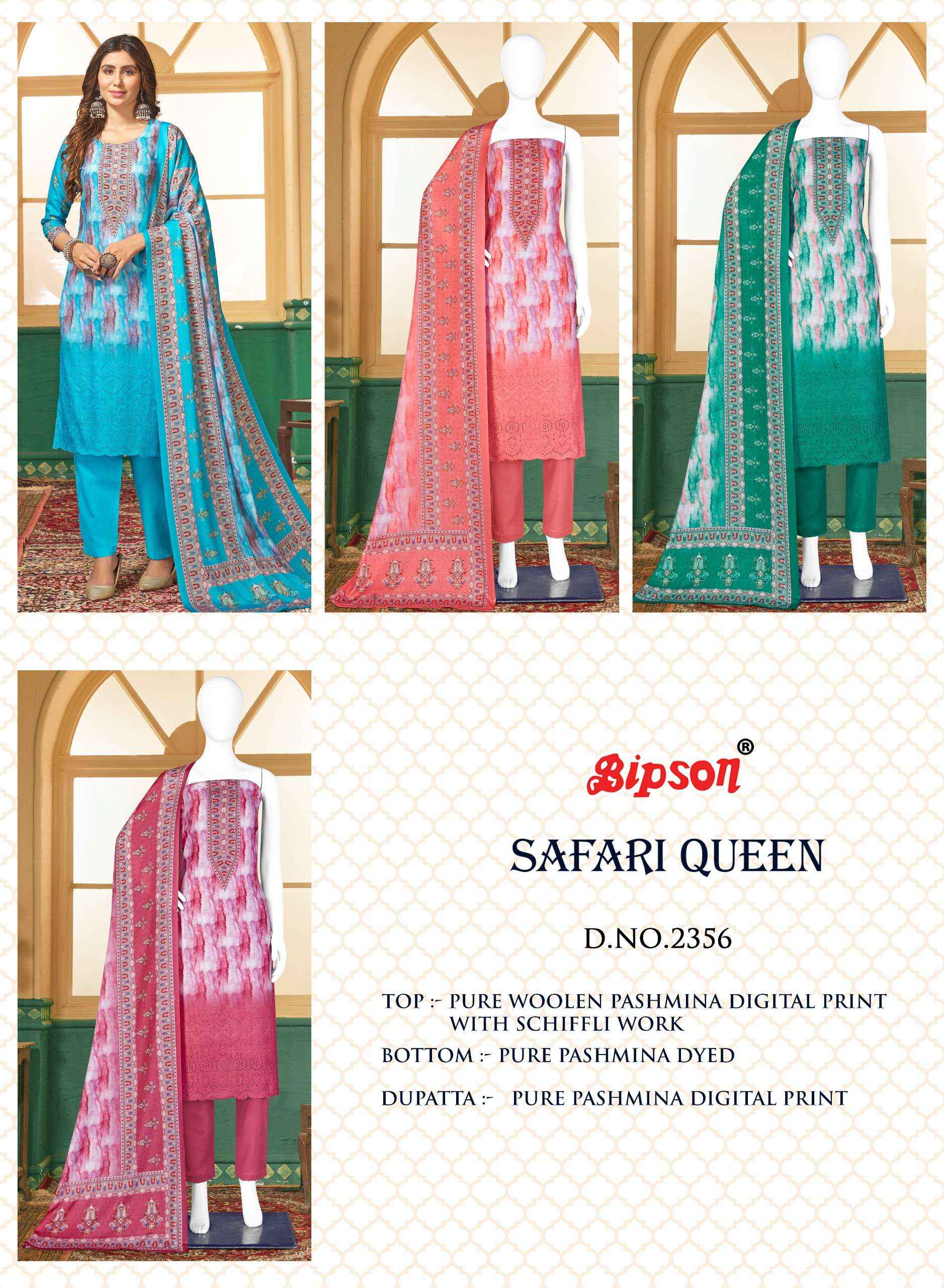 Bipson Safari Queen 2356 Pashmina Dress Material 4 pcs Catalogue