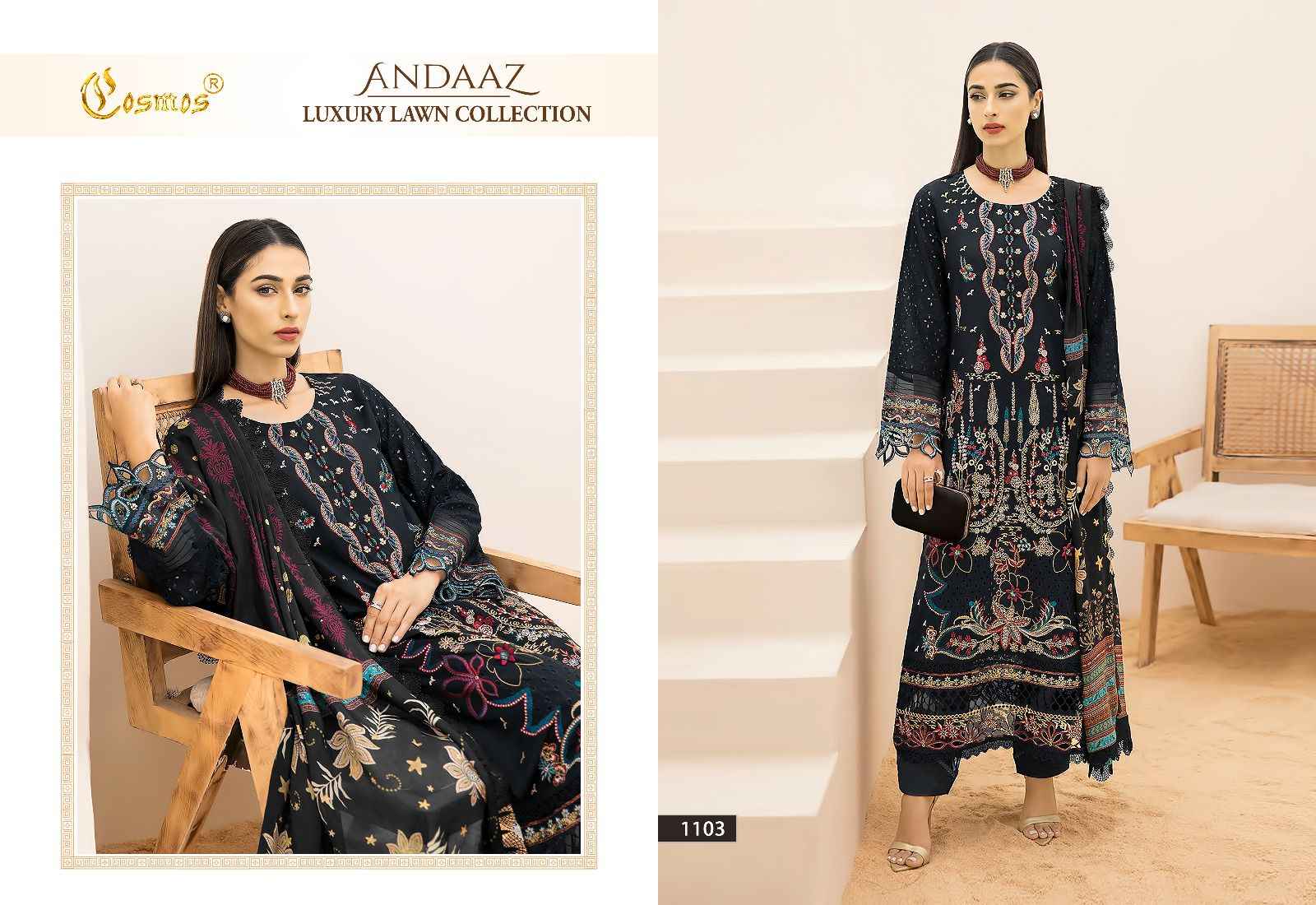 Cosmos Andaaz Luxury Lawn Collection Lawn Cotton Dress Material 6 pcs Catalogue