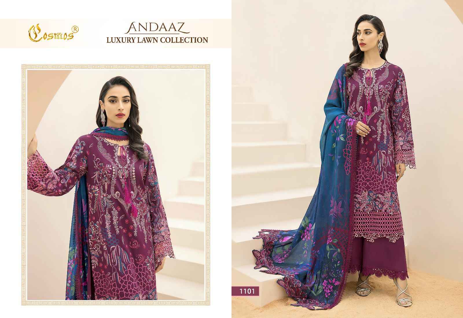 Cosmos Andaaz Luxury Lawn Collection Lawn Cotton Dress Material 6 pcs Catalogue