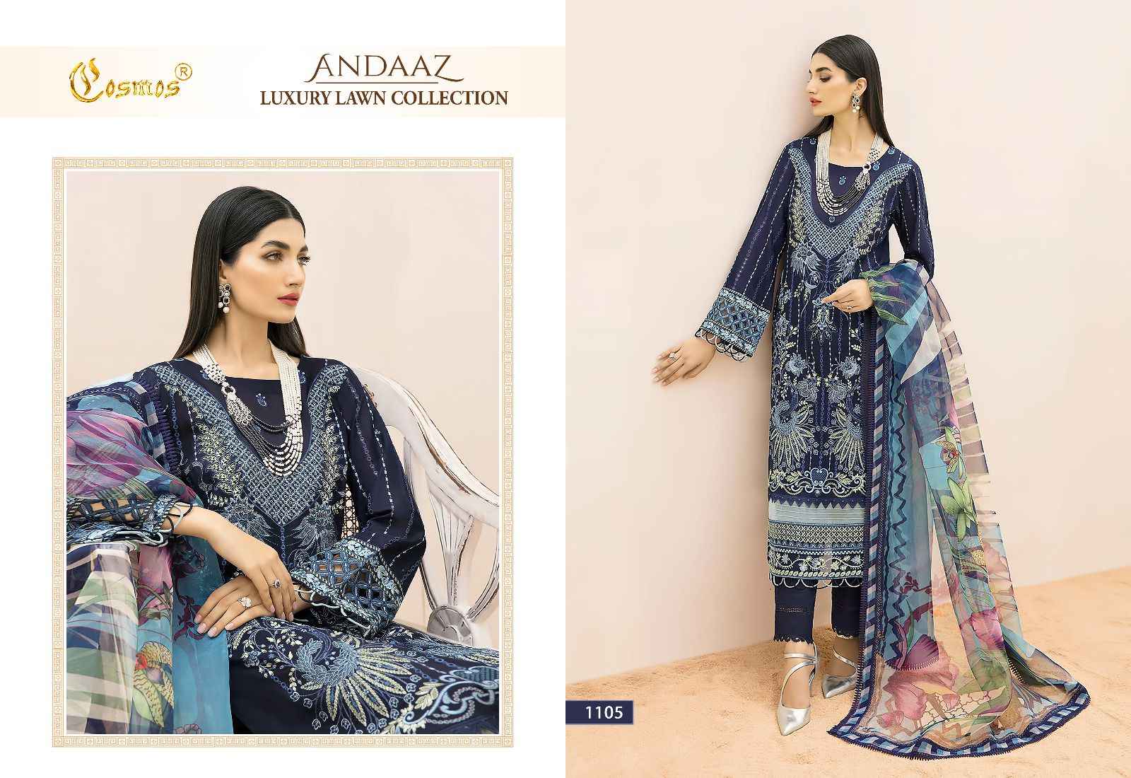 Cosmos Andaaz Luxury Lawn Collection Lawn Cotton Dress Material 6 pcs Catalogue
