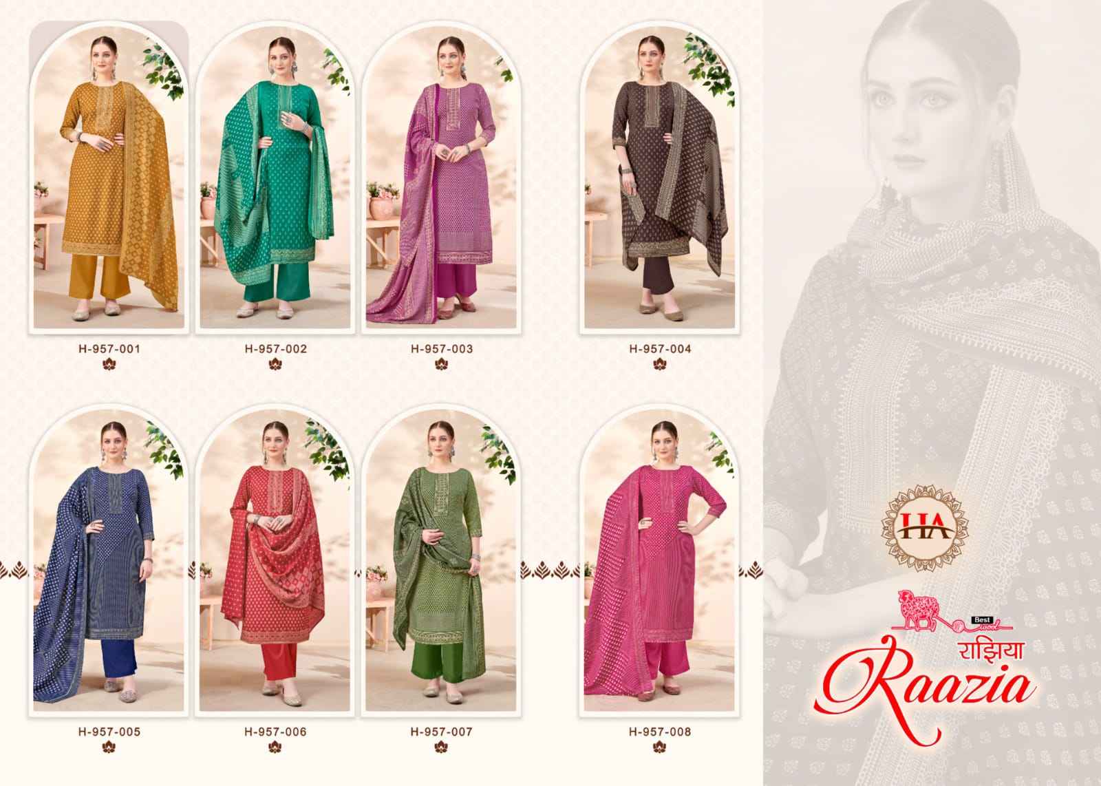 Harshit Fashion Hub Raazia Pashmina Dress Material 8 pcs Catalogue