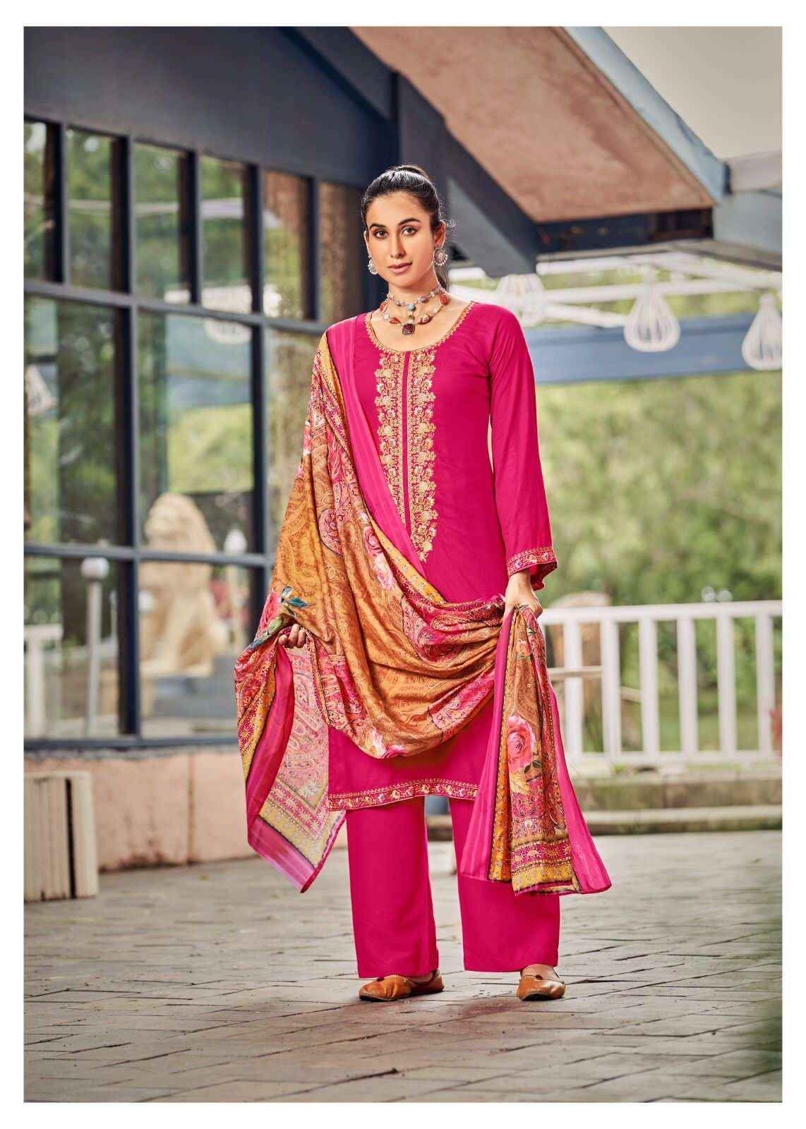 Hermitage Begum Rayon Slub Dress Material 5 pcs Catalogue
