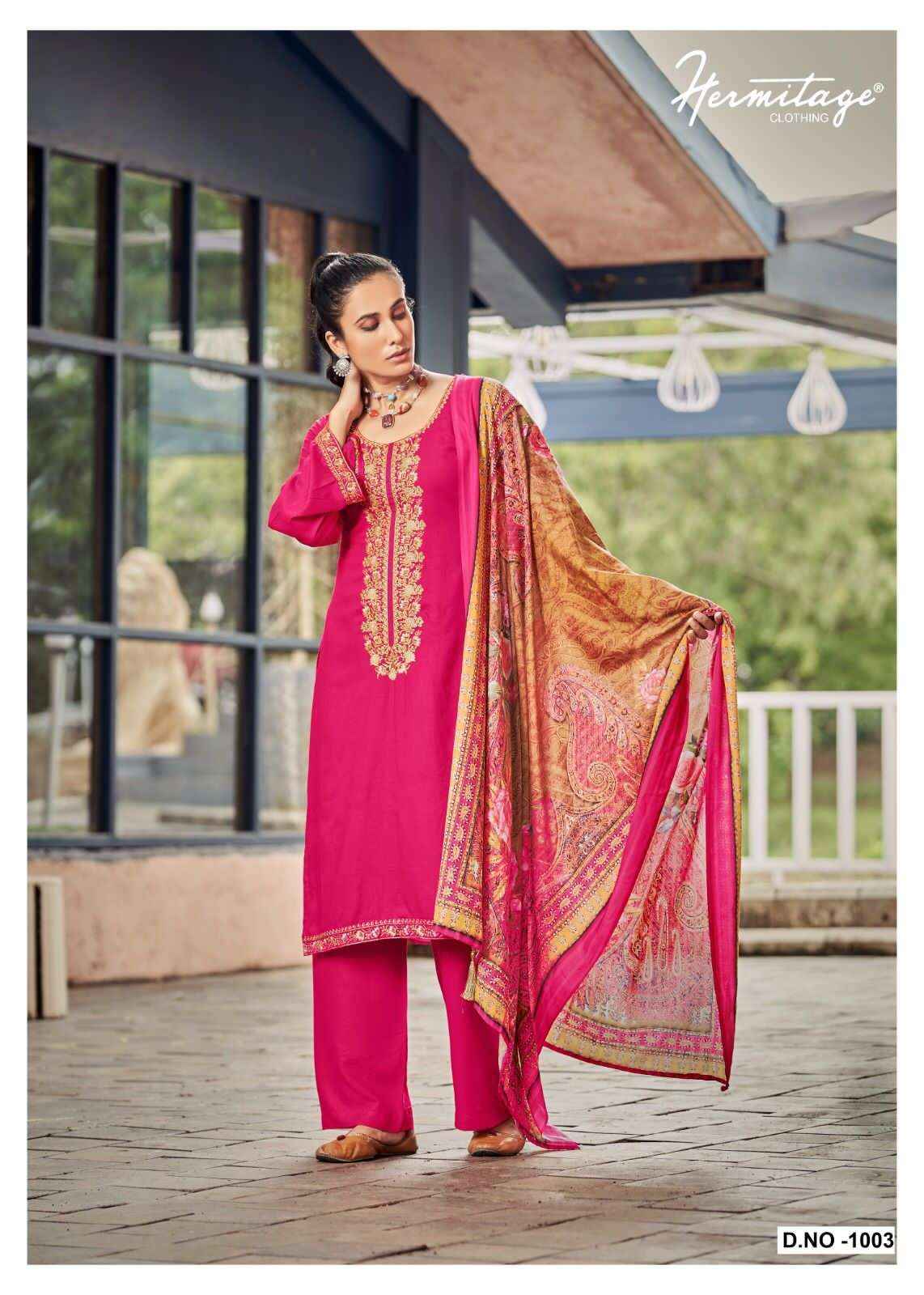 Hermitage Begum Rayon Slub Dress Material 5 pcs Catalogue
