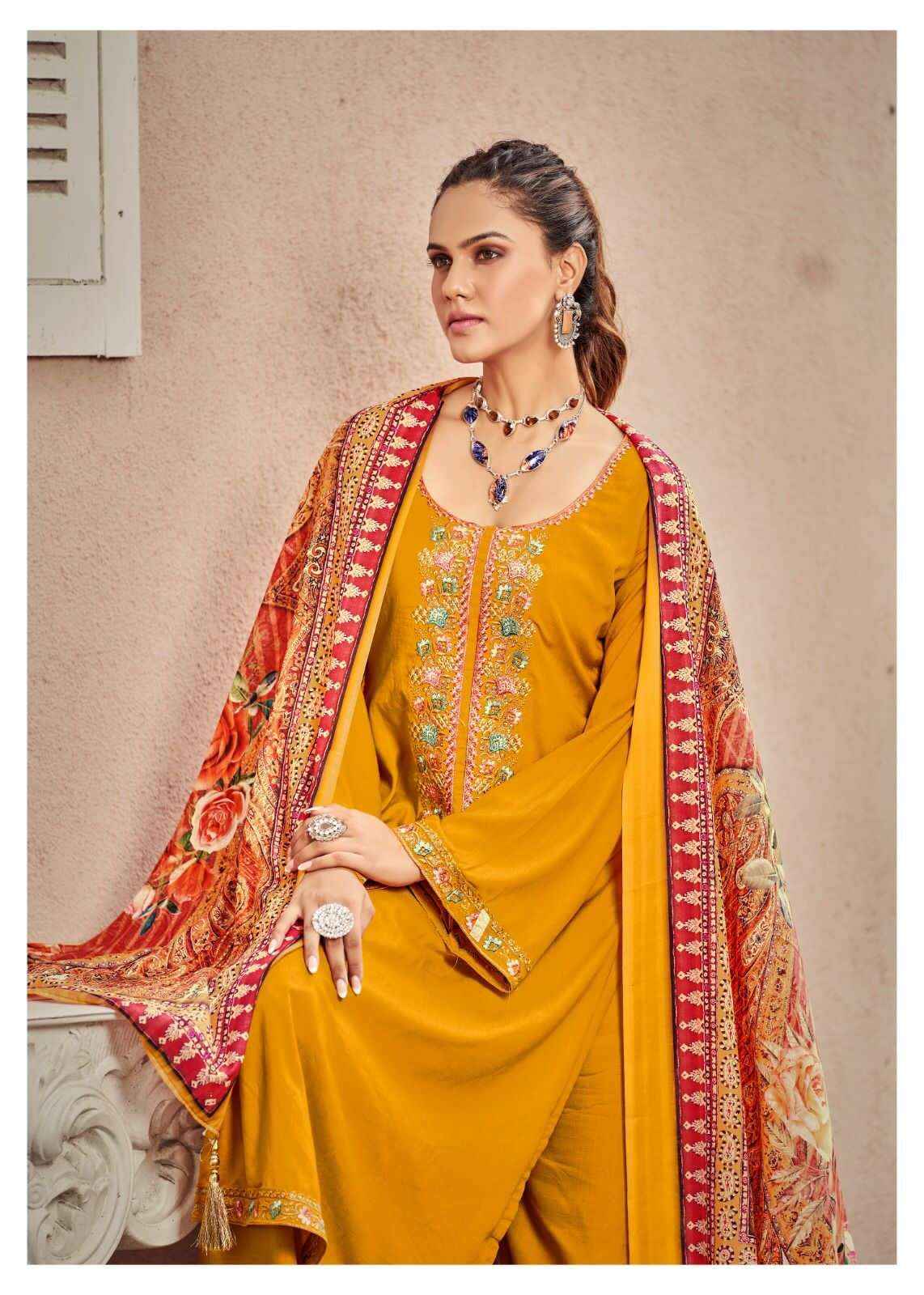 Hermitage Begum Rayon Slub Dress Material 5 pcs Catalogue