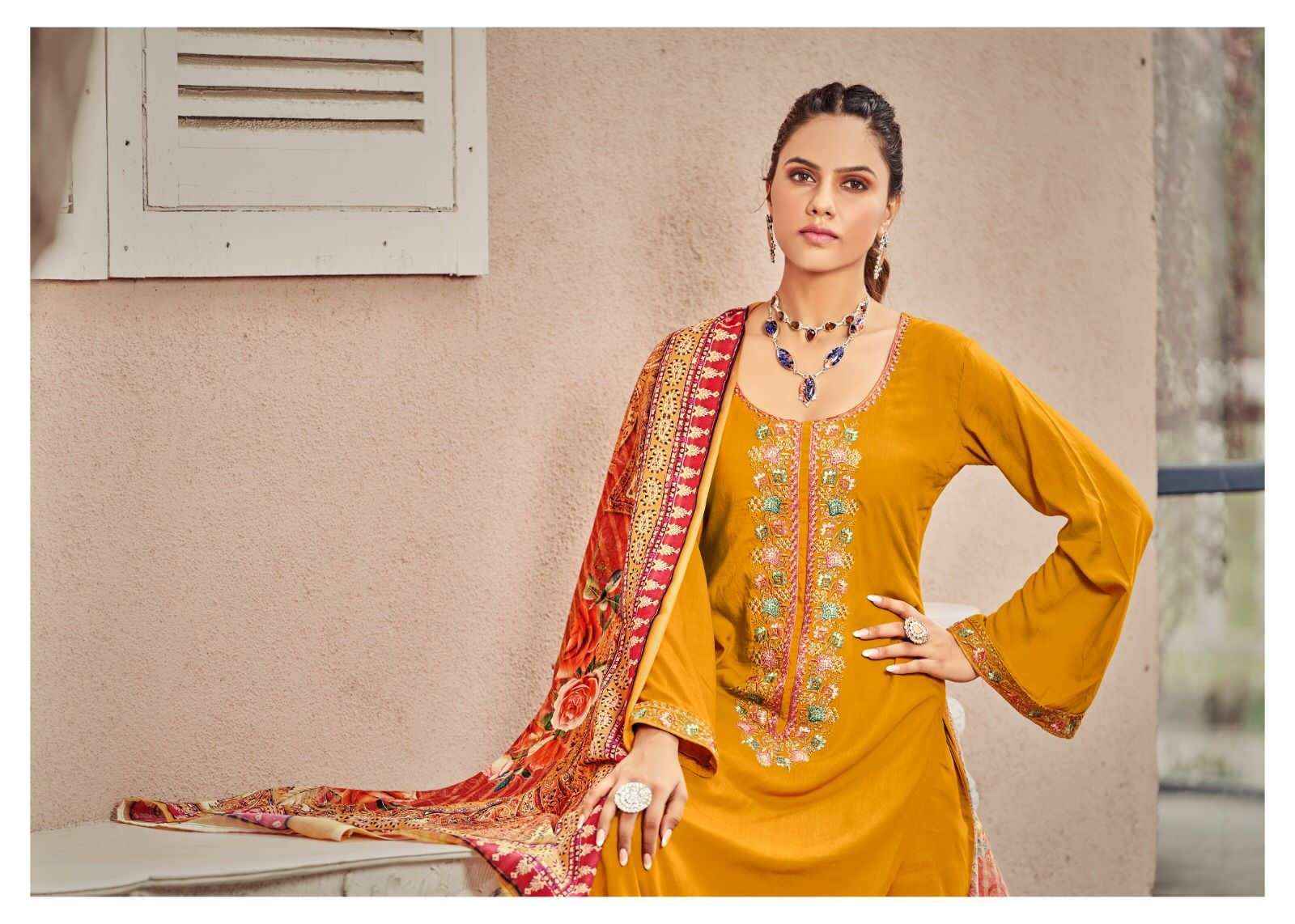 Hermitage Begum Rayon Slub Dress Material 5 pcs Catalogue