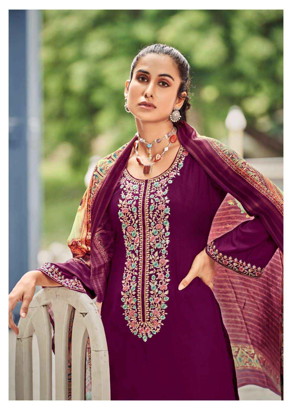 Hermitage Begum Rayon Slub Dress Material 5 pcs Catalogue