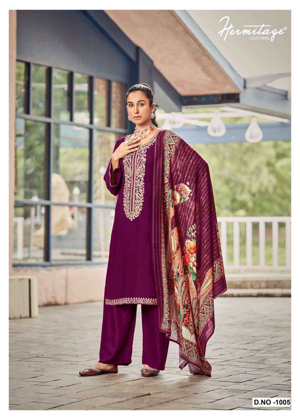 Hermitage Begum Rayon Slub Dress Material 5 pcs Catalogue