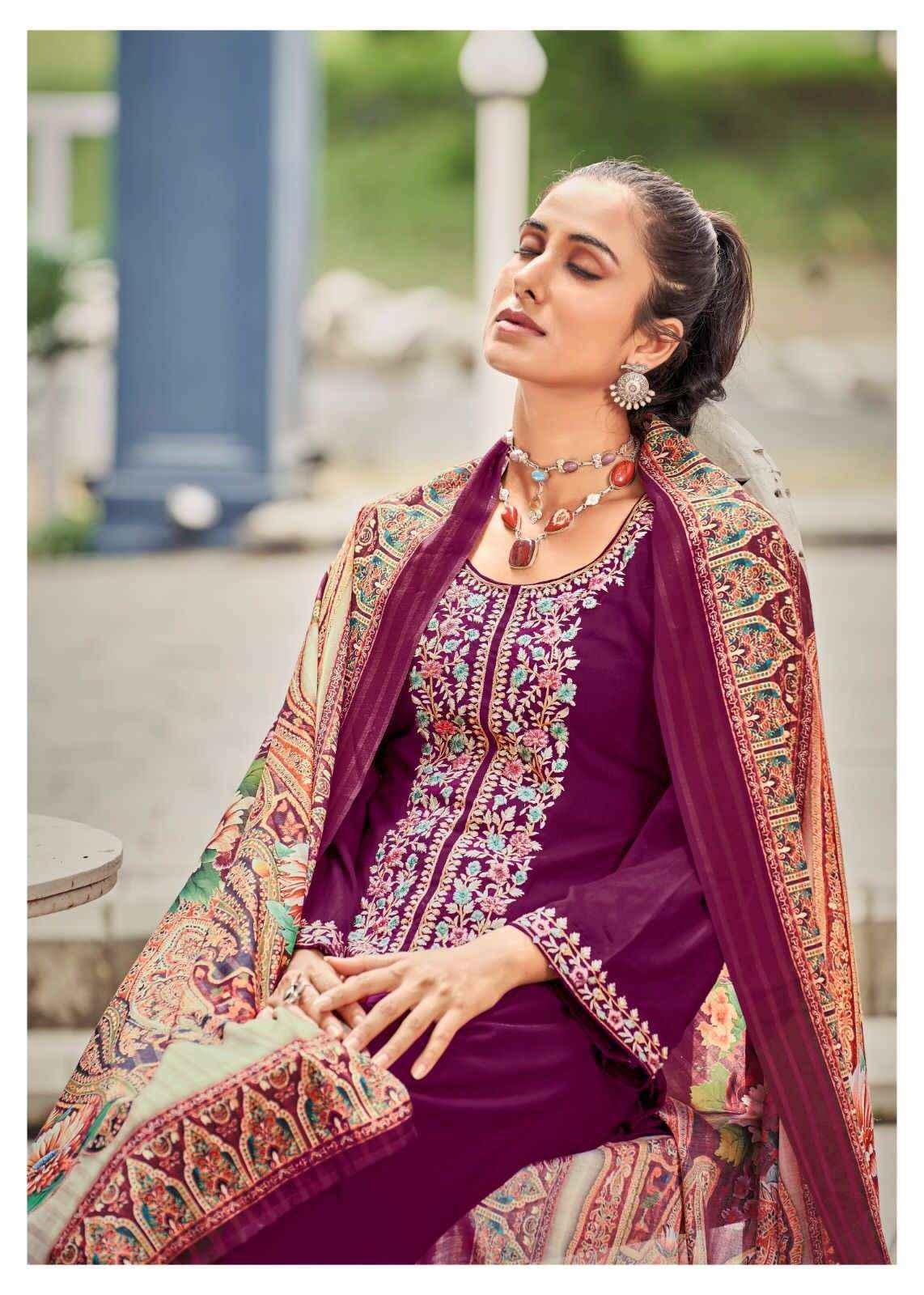 Hermitage Begum Rayon Slub Dress Material 5 pcs Catalogue