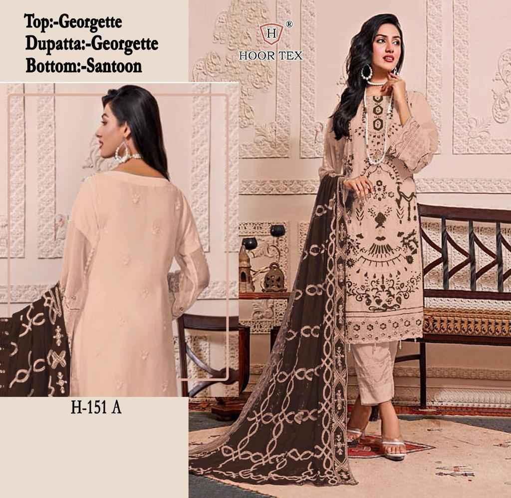Hoor Tex H 151 Fox Georgette Dress Material 4 pcs Catalogue